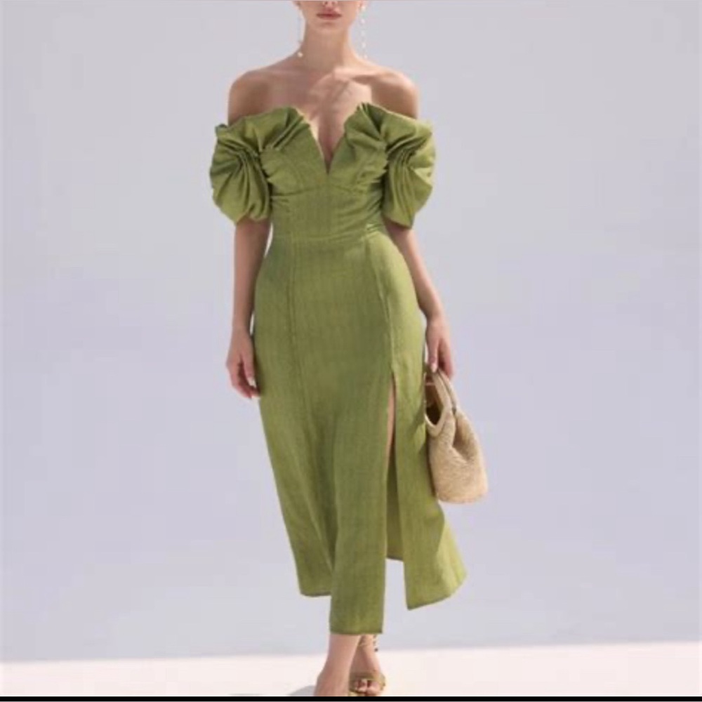Cult Gaia rare Muna Midi Dress in Palm green, worn once